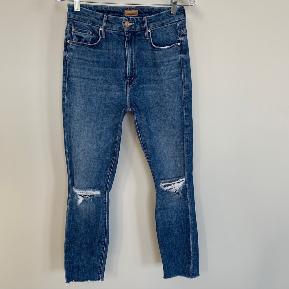 Mother High Waisted Looker Ankle Fray Nature Tune Up Jeans Size 26